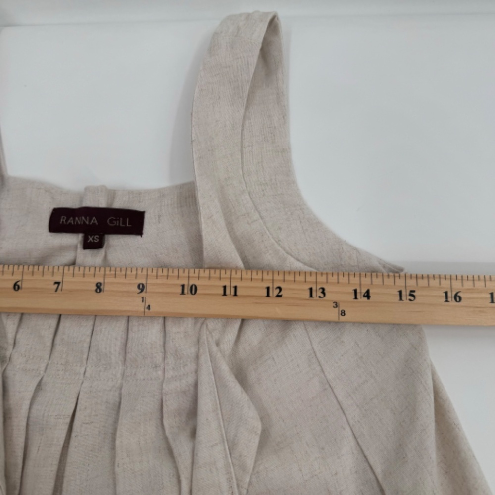 Ranna Gill Dress Women XS Beige Sleeveless Eyelet Boho Coquette Pleated Fairy - Picture 9 of 10